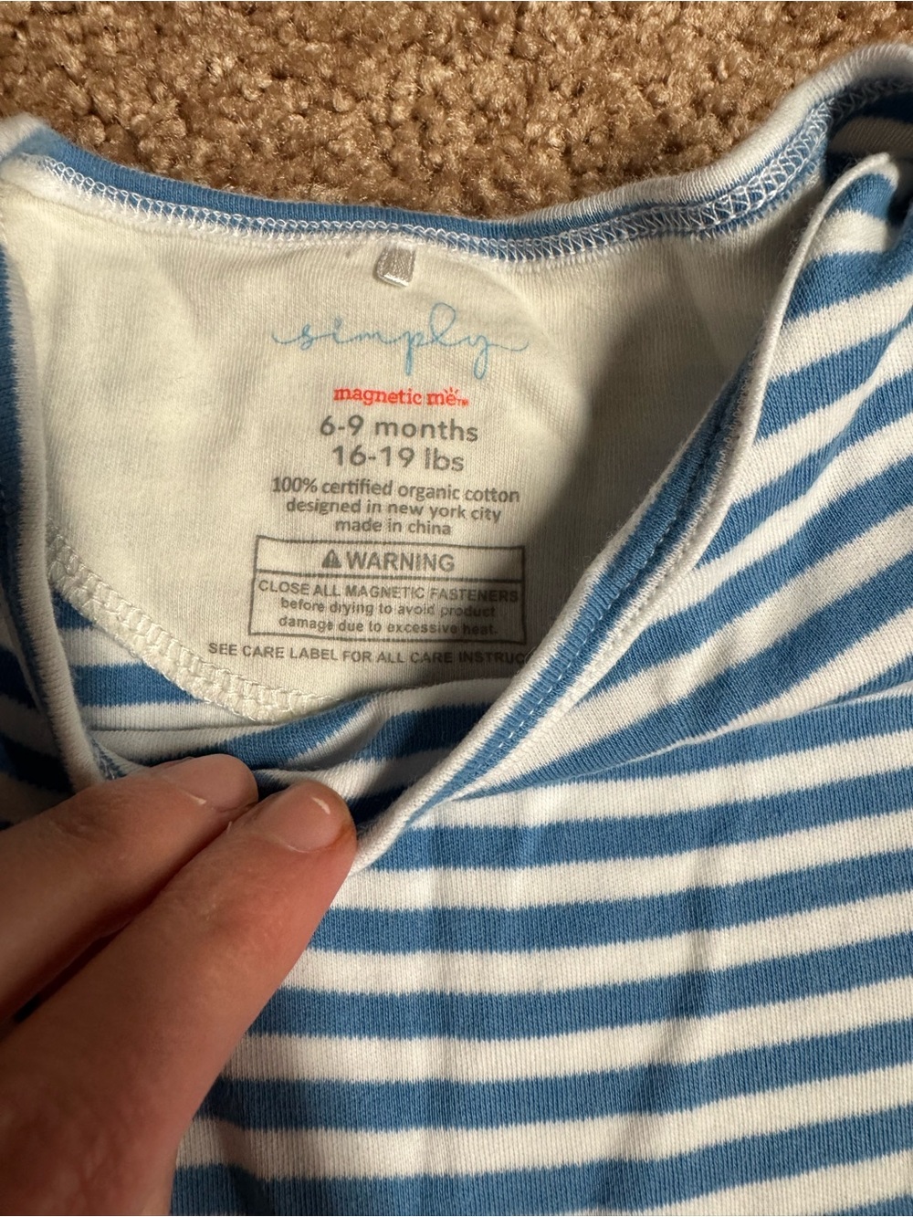 Magnetic Me Blue & White Striped Baby One-Piece - Picture 2 of 3